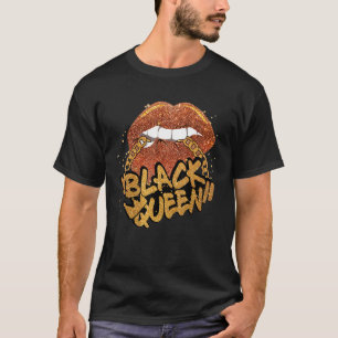 Black Queen African Colours Biting Lips Black Hist T-Shirt