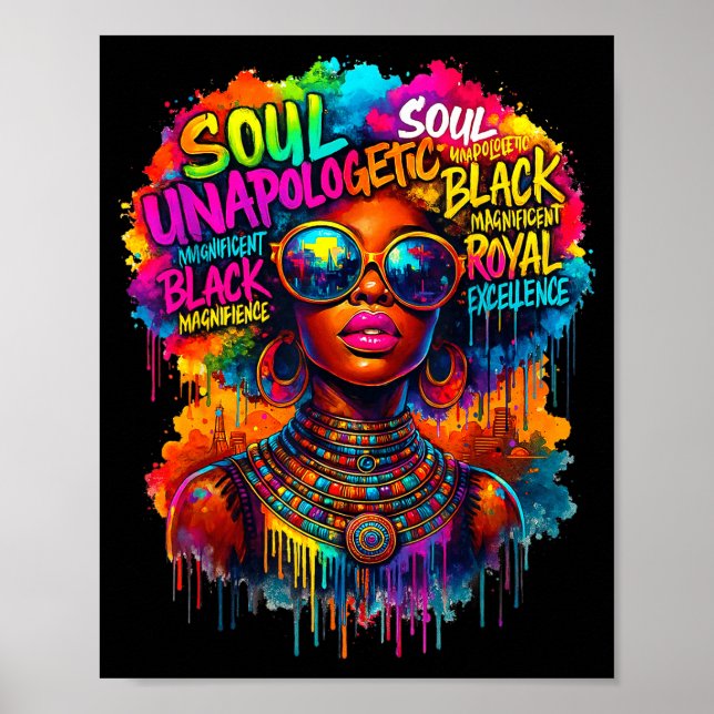 Black Queen African Map Unalogetically Black Histo Poster (Front)
