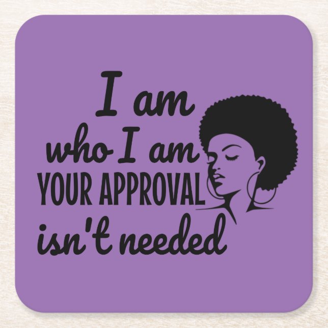 Black Queen Afro African American Square Paper Coaster (Front)