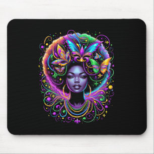 Black Queen Afro African Butterfly Beads Mask Mard Mouse Mat