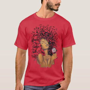 Black Queen Afro Easily Distracted By Music And Wi T-Shirt