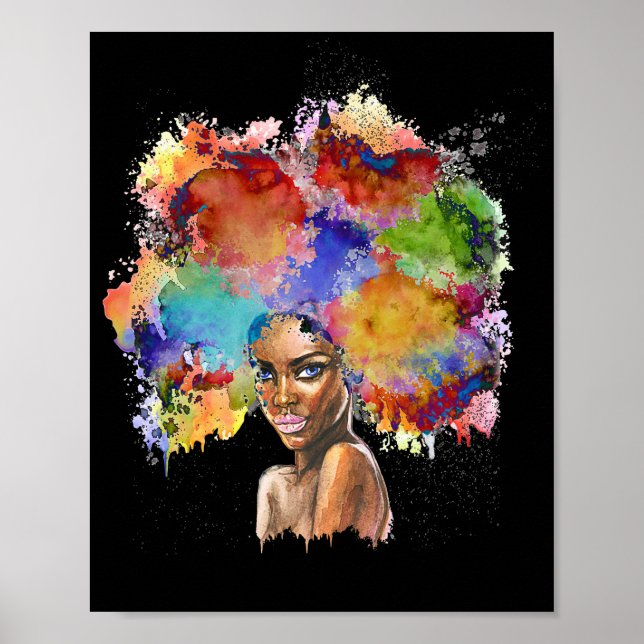 Black Queen Afro Melanin Art African American Poster (Front)