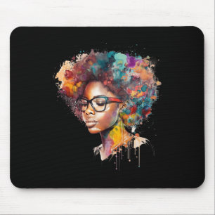 Black Queen Afro Melanin Dripping Art Black Histor Mouse Mat