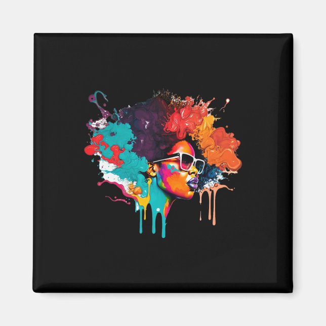 Black Queen Afro Melanin Dripping Art Lover Americ Magnet (Front)