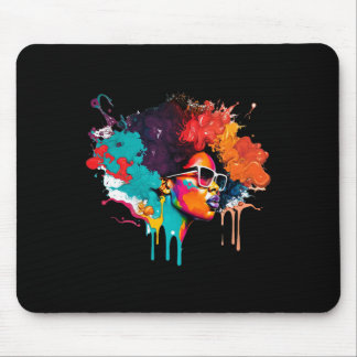 Black Queen Afro Melanin Dripping Art Lover Americ Mouse Mat