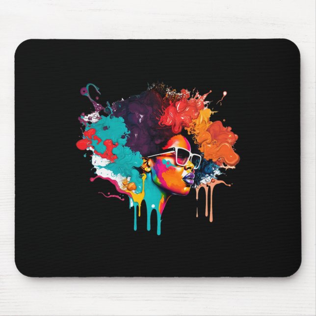 Black Queen Afro Melanin Dripping Art Lover Americ Mouse Mat (Front)