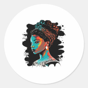 Black Queen Afro Melanin Dripping Black History Mo Classic Round Sticker