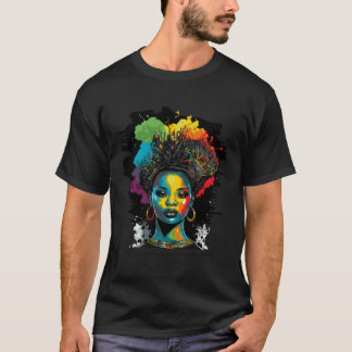 Black Queen Afro Melanin Dripping Black History Mo T-Shirt