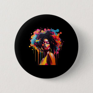 Black Queen Afro Melanin Dripping Juneteenth Afric 6 Cm Round Badge