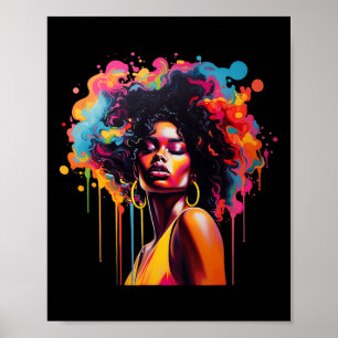 Black Queen Afro Melanin Dripping Juneteenth Afric Poster
