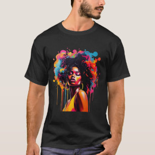 black queen afro melanin dripping juneteenth afric T-Shirt