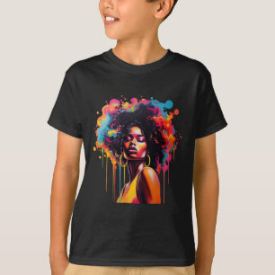 Black Queen Afro Melanin Dripping Juneteenth Afric T-Shirt