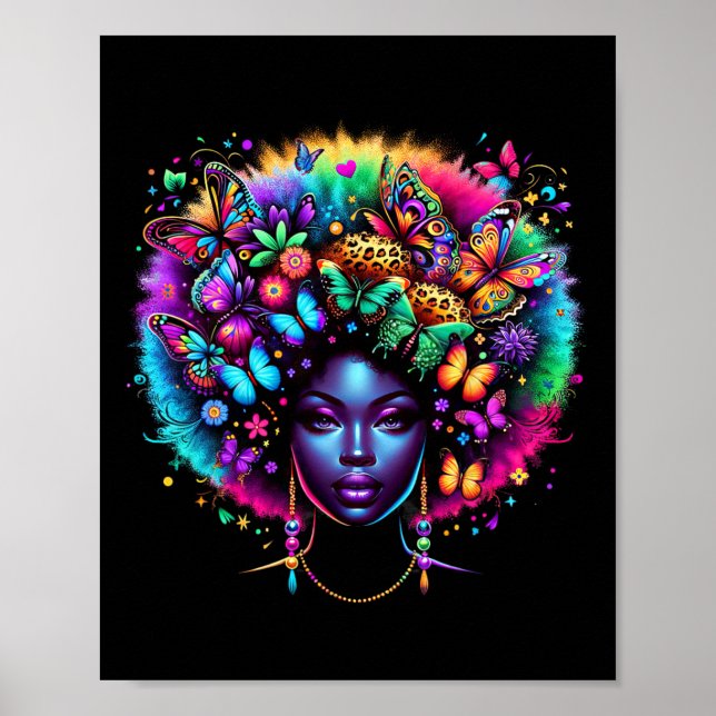 Black Queen Afro Melanin Juneteenth Leopard Butter Poster (Front)