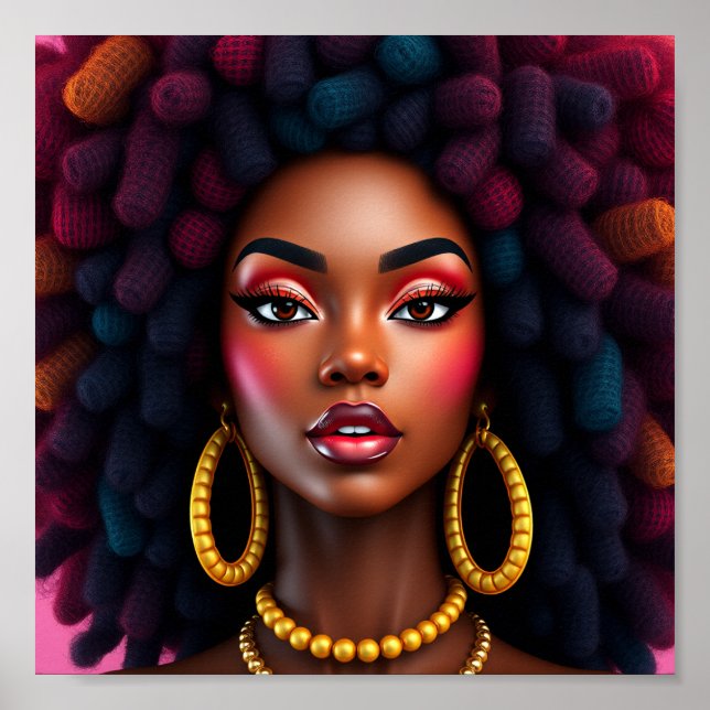 Black queen, afrocentric, blacknificent, woman, me poster (Front)