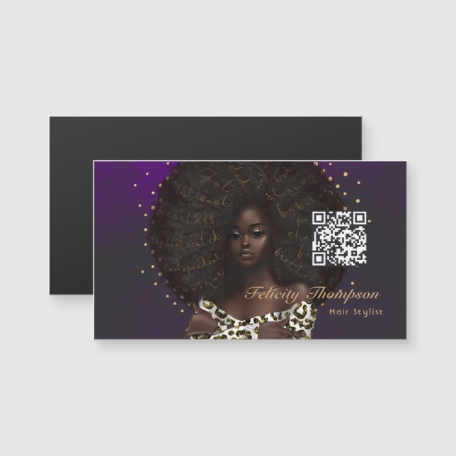 Black Queen Beauty Fashion Hair QR Code (Front/Back)