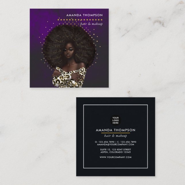 Black Queen Beauty Fashion Square Business Card (Front/Back)