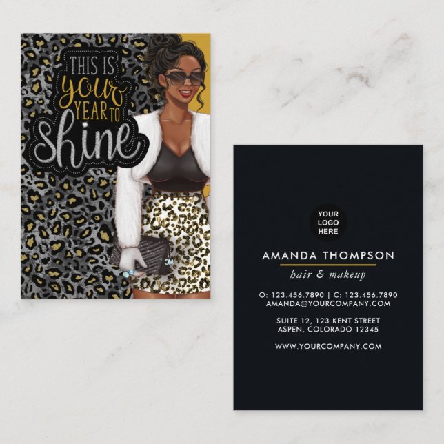 Black Queen Beauty Fashion Square Business Card (Front/Back)