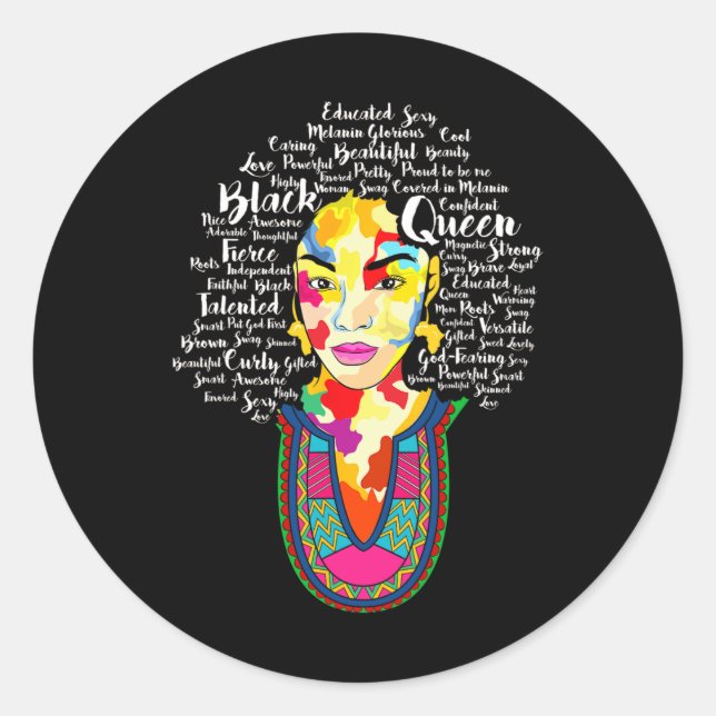 Black Queen Black History Month African American A Classic Round Sticker (Front)