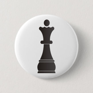 Black queen chess piece 6 cm round badge