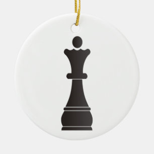 Black queen chess piece ceramic tree decoration