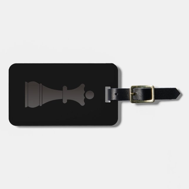 Black queen chess piece luggage tag (Front Horizontal)