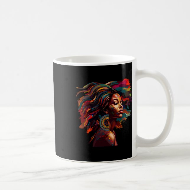 Black Queen Colourful Natural Hair Rainbow Dashiki Coffee Mug (Right)