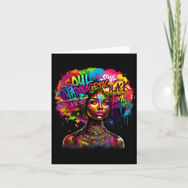 Black Queen Dripng Afro Melanin Black History Mont Card (Front)
