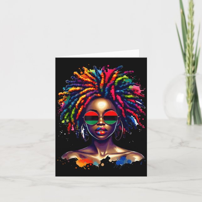 Black Queen Dripng Afro Melanin Black History Mont Card (Front)