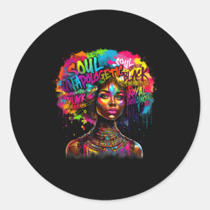 Black Queen Dripng Afro Melanin Black History Mont Classic Round Sticker