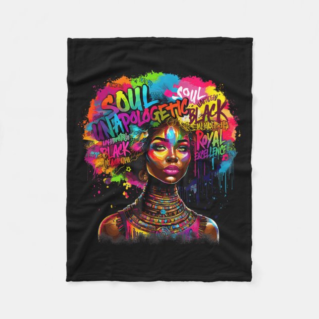 Black Queen Dripng Afro Melanin Black History Mont Fleece Blanket (Front)