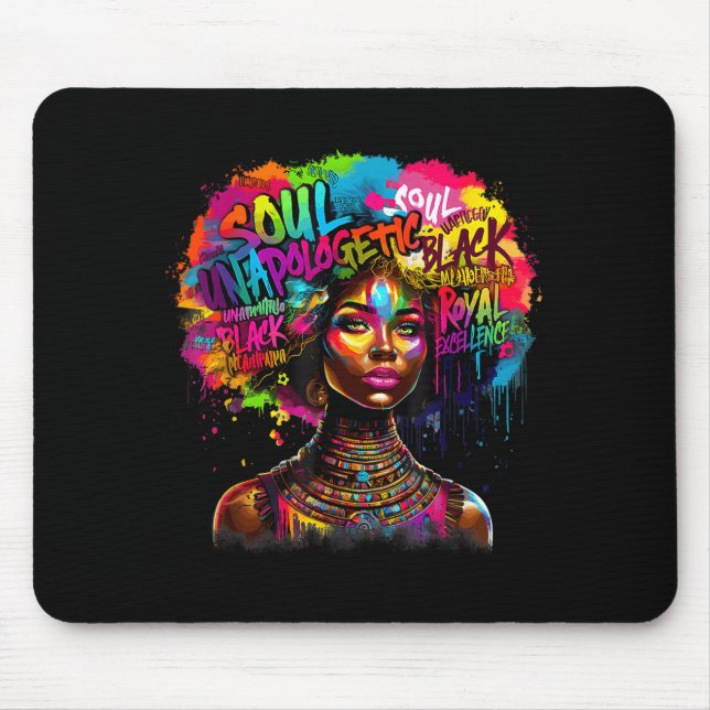 Black Queen Dripng Afro Melanin Black History Mont Mouse Mat (Front)