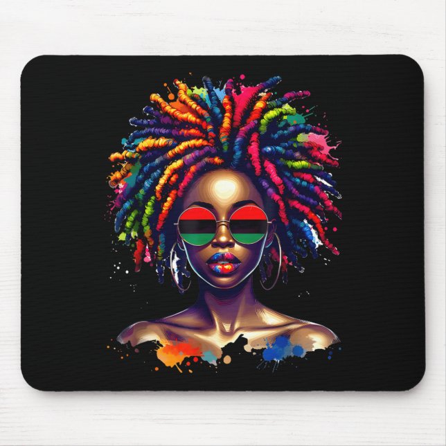 Black Queen Dripng Afro Melanin Black History Mont Mouse Mat (Front)