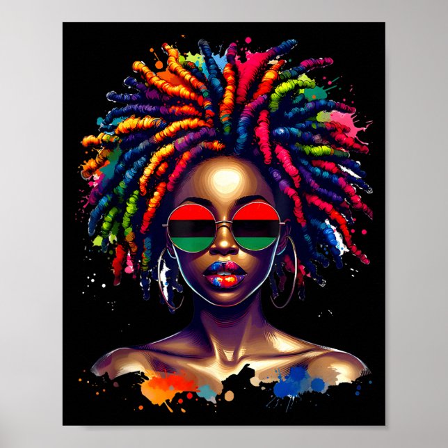 Black Queen Dripng Afro Melanin Black History Mont Poster (Front)