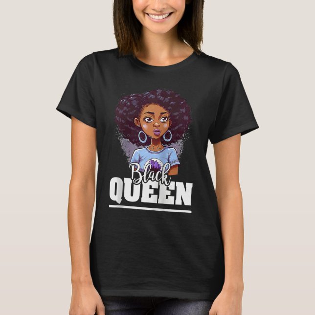 Black Queen For Proud African American Black Histo T-Shirt (Front)