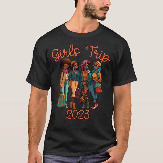 Black Queen Girls Trip African American Vacation T-Shirt (Front)
