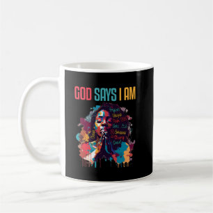 Black Queen God Says Am I Black Melanin History Coffee Mug