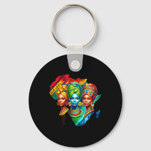 Black Queen Heritage Art African Map Black History Key Ring