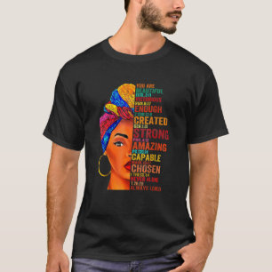 Black Queen Lady Curly Natural Afro American Histo T-Shirt