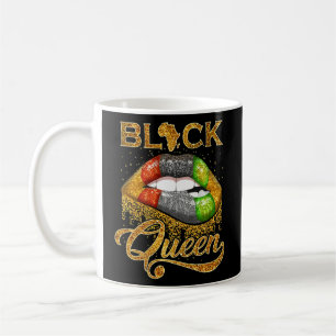 Black Queen Lips Glitter & Gold Red Green Pan Afri Coffee Mug