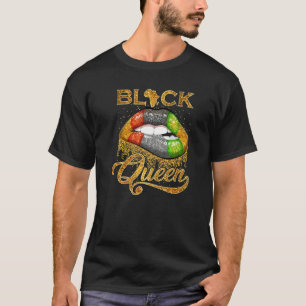 Black Queen Lips Glitter & Gold Red Green Pan Afri T-Shirt