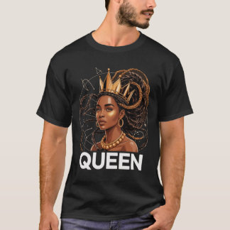 Black Queen Locs Braids Zodiac Juneteenth History  T-Shirt