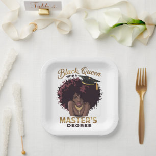 Black Queen Masters Degree Cute Graduation Gifts  Paper Plate