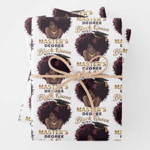 Black Queen Masters Degree Cute Graduation Gifts  Wrapping Paper Sheet
