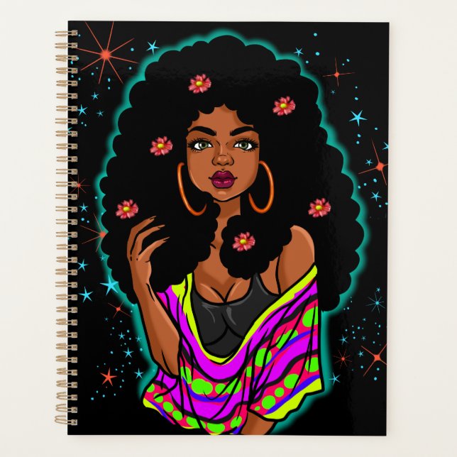 Black Queen Melanin Goddess African Sista Planner (Front)