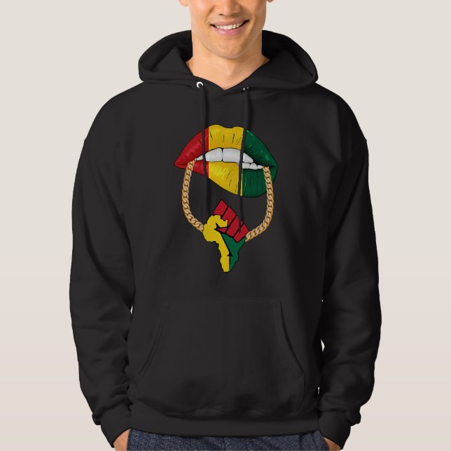 Black Queen Melanin Lips Africa Flag Pride BHM Bla Hoodie (Front)
