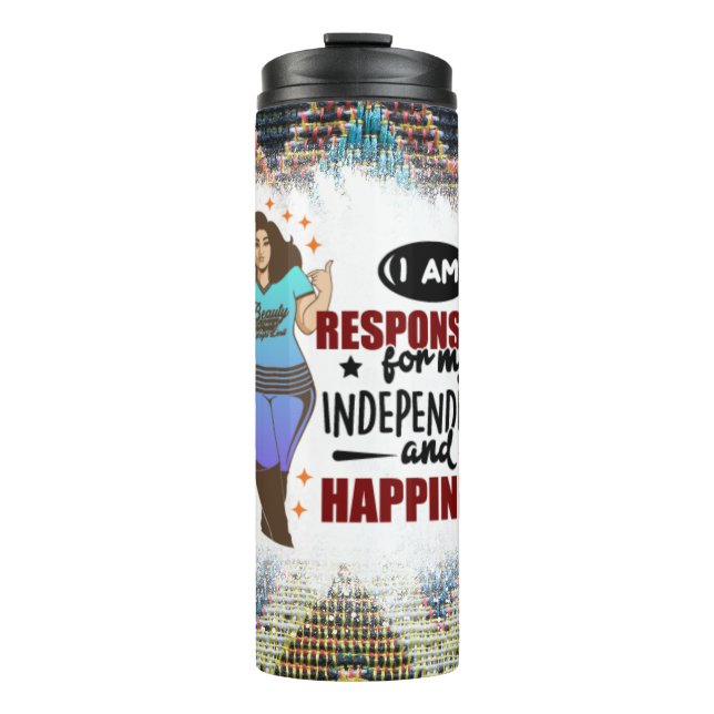 Black queen melanin poppin sista affirmation love thermal tumbler (Front)