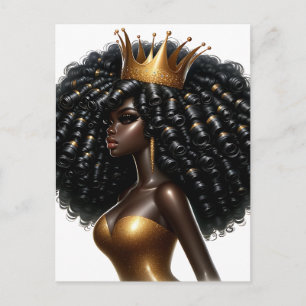 Black queen melanin Sista African American beautif Holiday Postcard