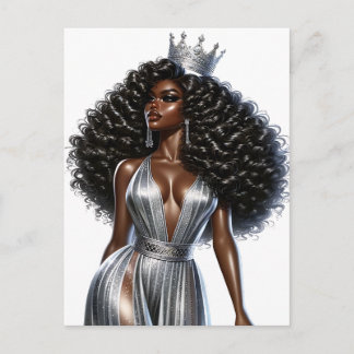Black queen melanin Sista African American beautif Holiday Postcard