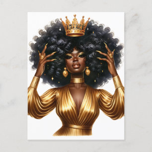 Black queen melanin Sista African American beautif Holiday Postcard