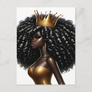 Black queen melanin Sista African American beautif Holiday Postcard
